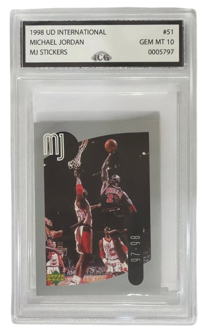 1998 Upper Deck International MJ Sticker Michael Jordan | No. 51 | Graded 10 (1 of 2)