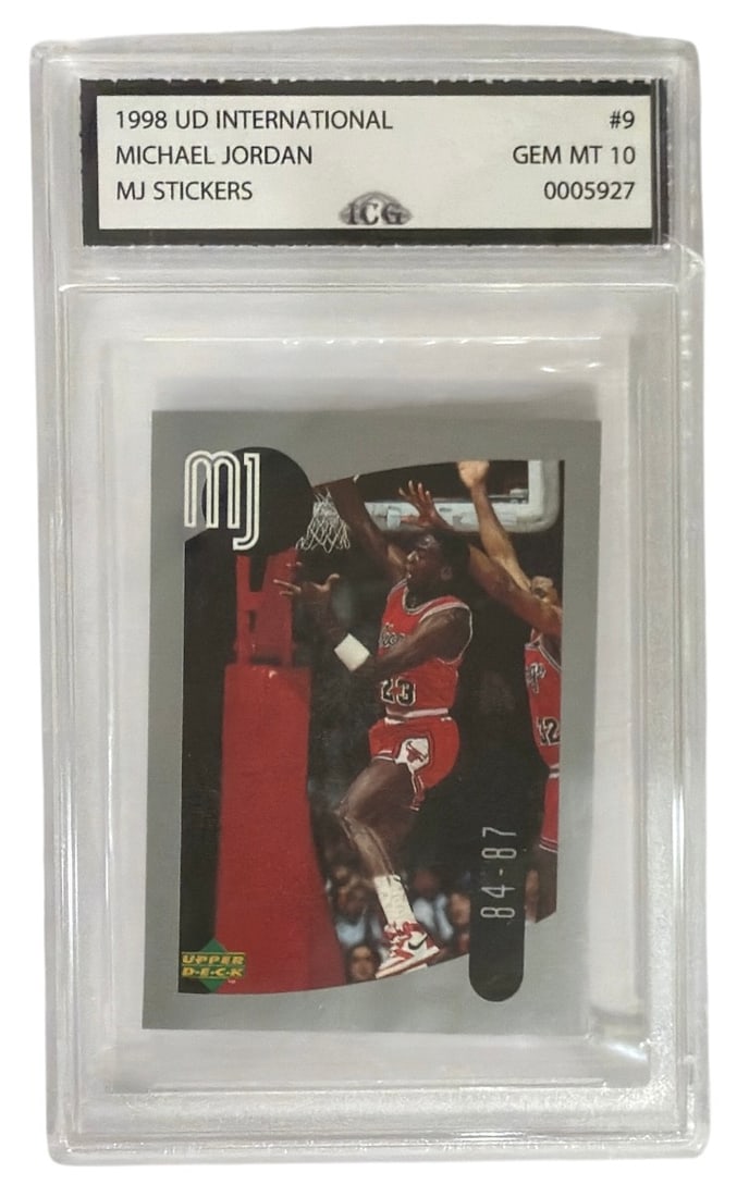 1998 Upper Deck International MJ Sticker Michael Jordan | No. 9 | Graded 10 (1 of 2)