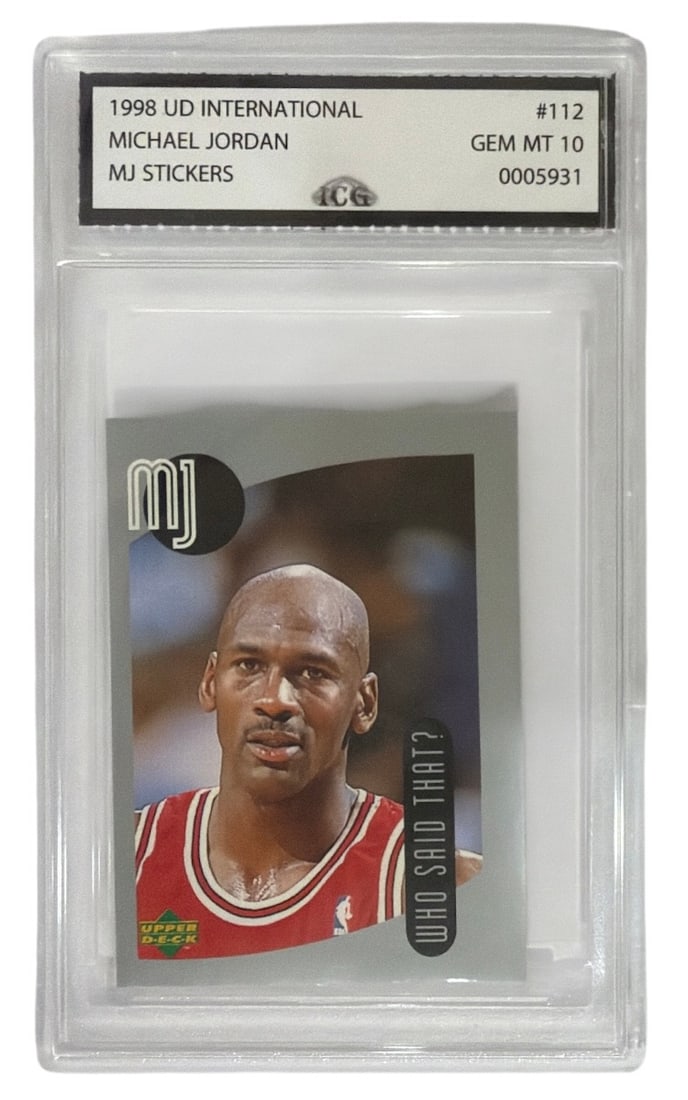 1998 Upper Deck International MJ Sticker Michael Jordan | No. 112 | Graded 10 (1 of 2)