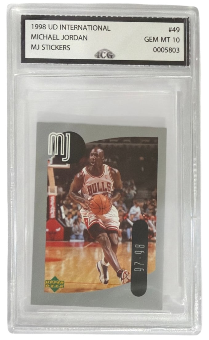 1998 Upper Deck International MJ Sticker Michael Jordan | No. 49 | Graded 10 (1 of 2)