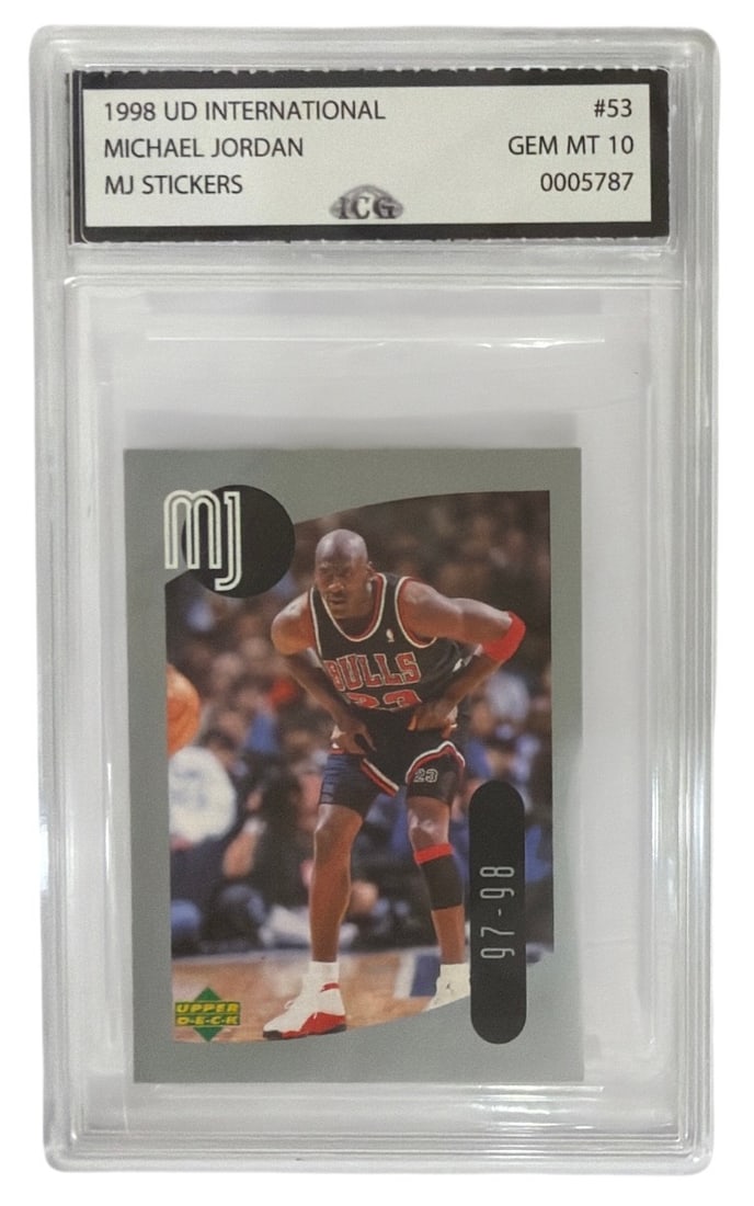1998 Upper Deck International MJ Sticker Michael Jordan | No. 53 | Graded 10 (1 of 2)