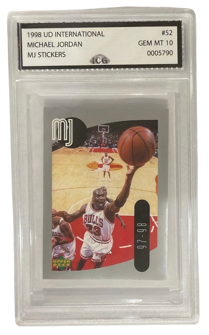 1998 Upper Deck International MJ Sticker Michael Jordan | No. 52 | Graded 10 (1 of 2)
