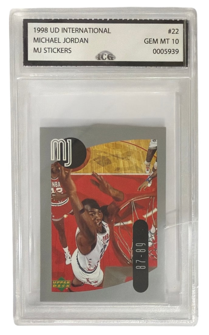 1998 Upper Deck International MJ Sticker Michael Jordan | No. 22 | Graded 10: 1998 Upper Deck International MJ Sticker Michael Jordan | No. 22 | Graded 10
