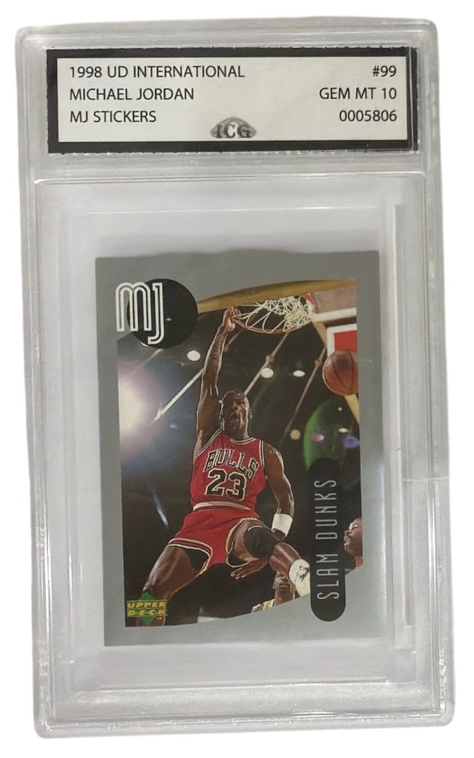 1998 Upper Deck International MJ Sticker Michael Jordan | No. 99 | Graded 10 (1 of 2)