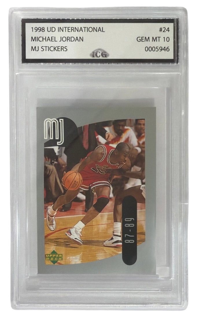 1998 Upper Deck International MJ Sticker Michael Jordan | No. 24 | Graded 10: 1998 Upper Deck International MJ Sticker Michael Jordan | No. 24 | Graded 10