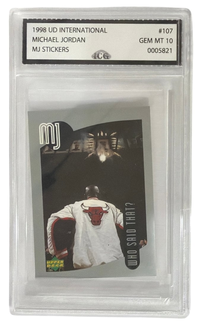 1998 Upper Deck International MJ Sticker Michael Jordan | No. 107 | Graded 10 (1 of 2)
