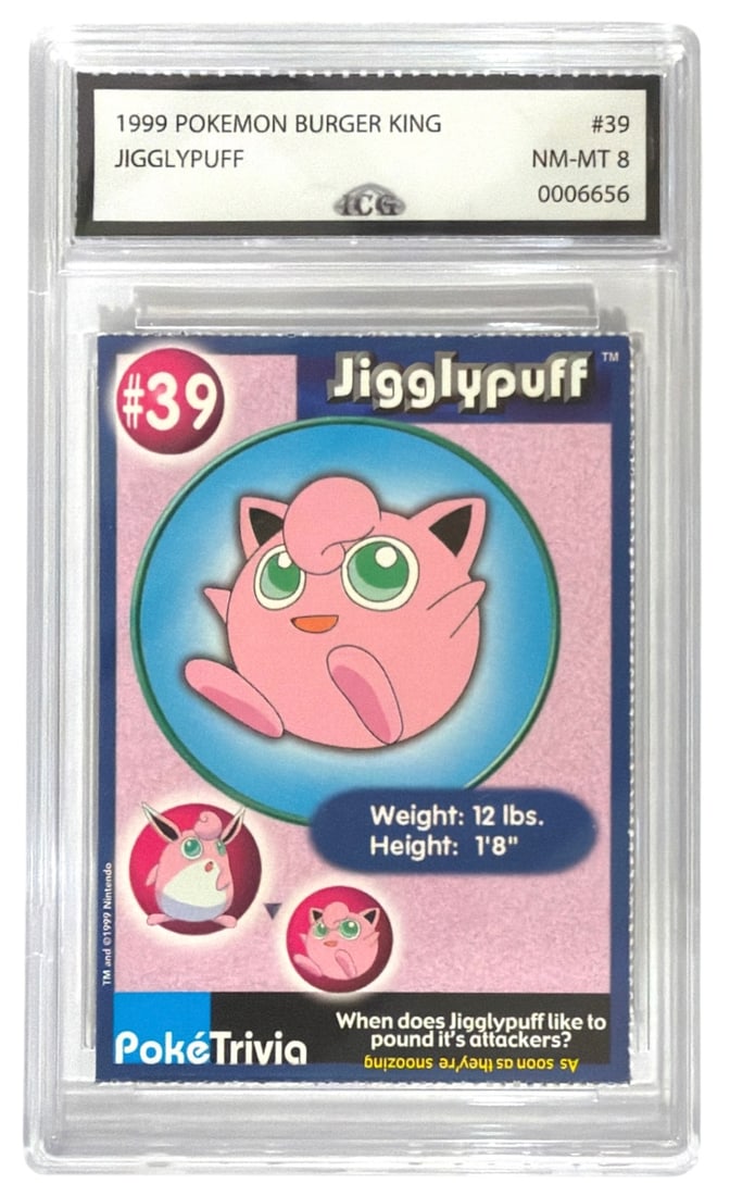 1999 Pokemon Burger King Poketrivia Jigglypuff | No. 39 | Graded 8: 1999 Pokemon Burger King Poketrivia Jigglypuff | No. 39 | Graded 8
