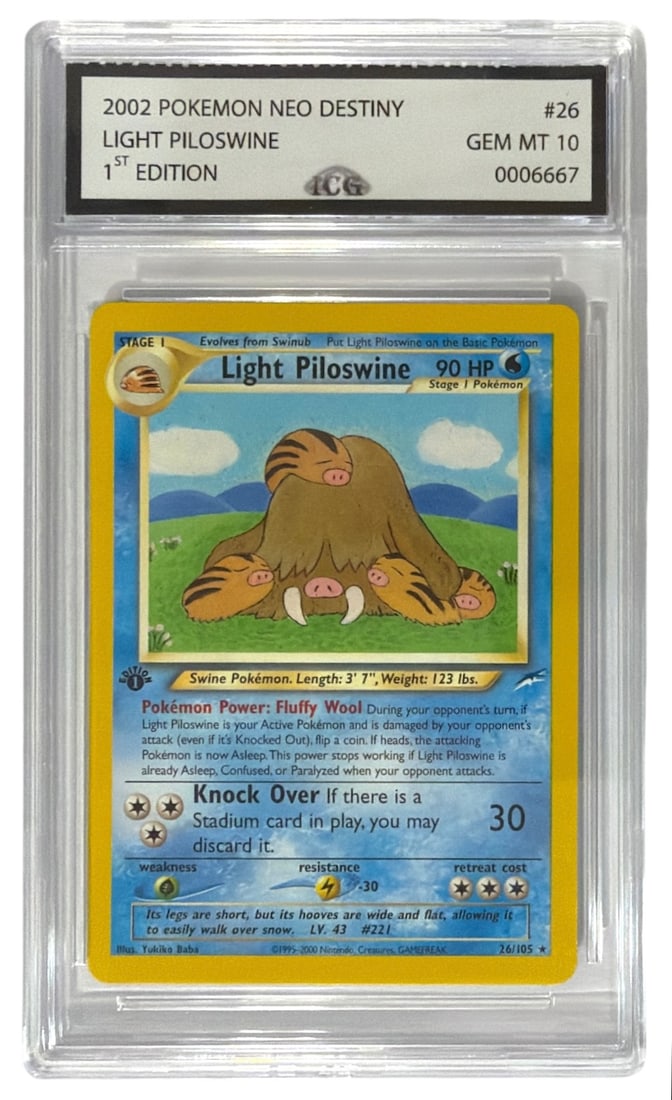 2002 Pokemon 1st Edition Neo Destiny Light Piloswine | No. 26 | Graded 10 (1 of 2)