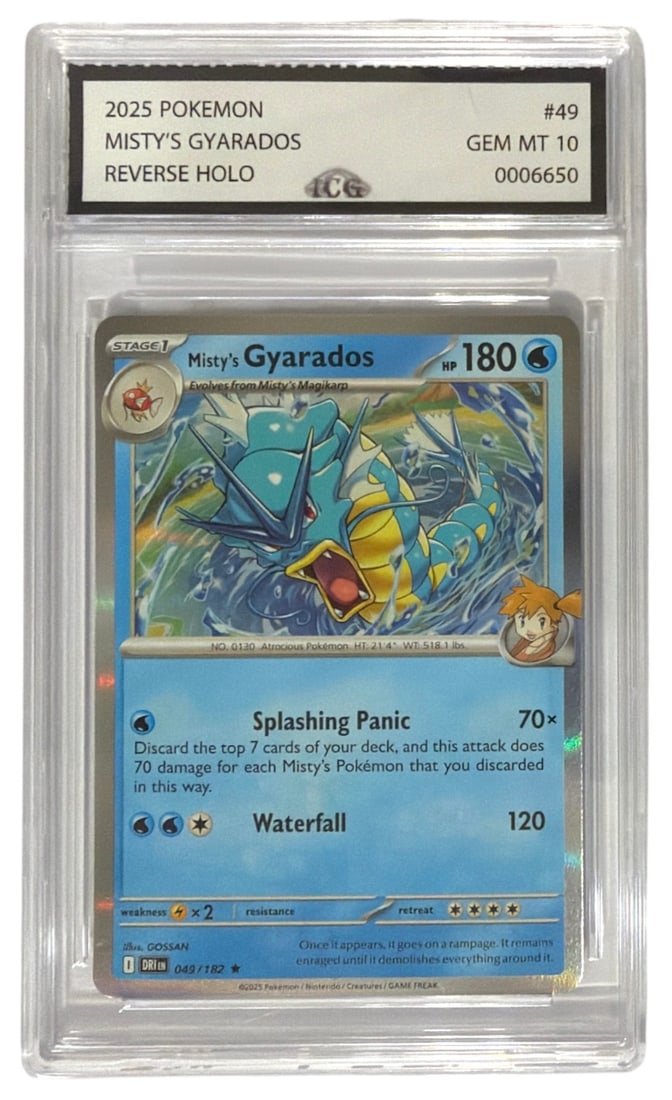 2025 Pokemon Reverse HOLO Mistys Gyarados | No. 49 | Graded 10: 2025 Pokemon Reverse HOLO Mistys Gyarados | No. 49 | Graded 10