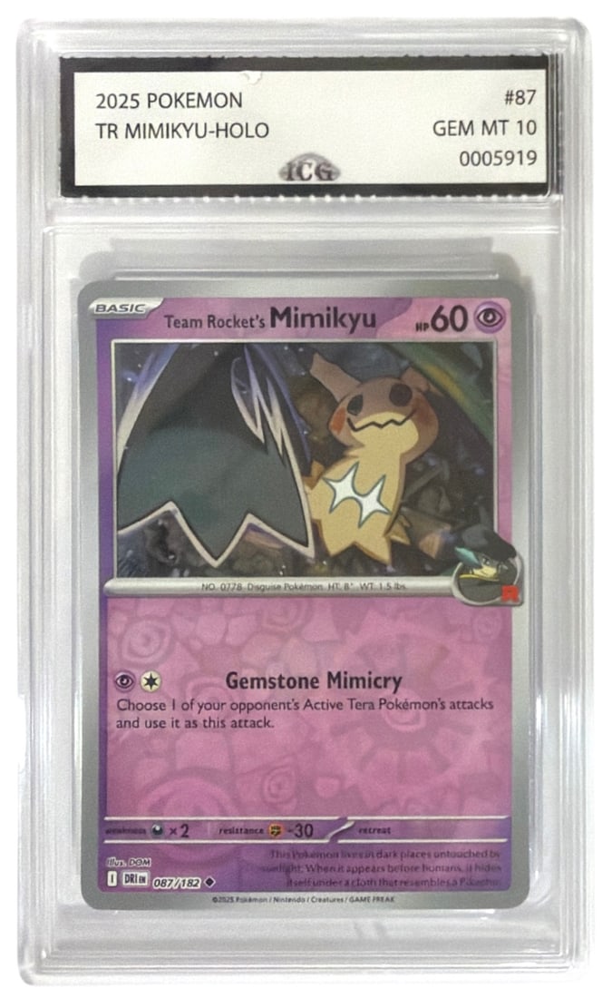 2025 Pokemon Team Rocket Mimikyu HOLO | No. 87 | Graded 10 (1 of 2)