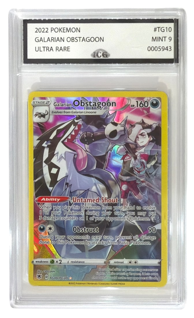 2022 Pokemon Ultra RARE Galarian Obstagoon | No. TG10 | Graded 9 (1 of 2)