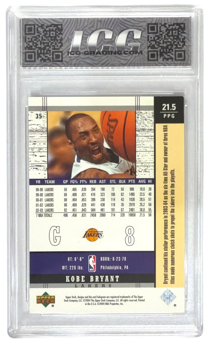 2004 Upper Deck UD Legends Kobe Bryant | No. 35 | Graded 9 - 2