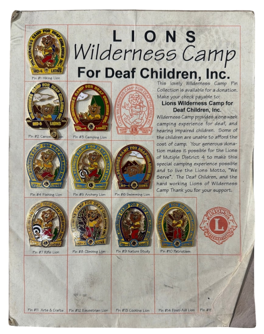 Vintage Enamel Pins Is From The Lions Club Wilderness Camp For Deaf Children: Vintage Enamel Pins Is From The Lions Club Wilderness Camp For Deaf Children