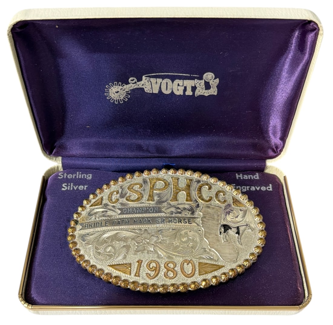 Vintage Vogt Sterling Silver Trophy Belt Buckle (1 of 5)