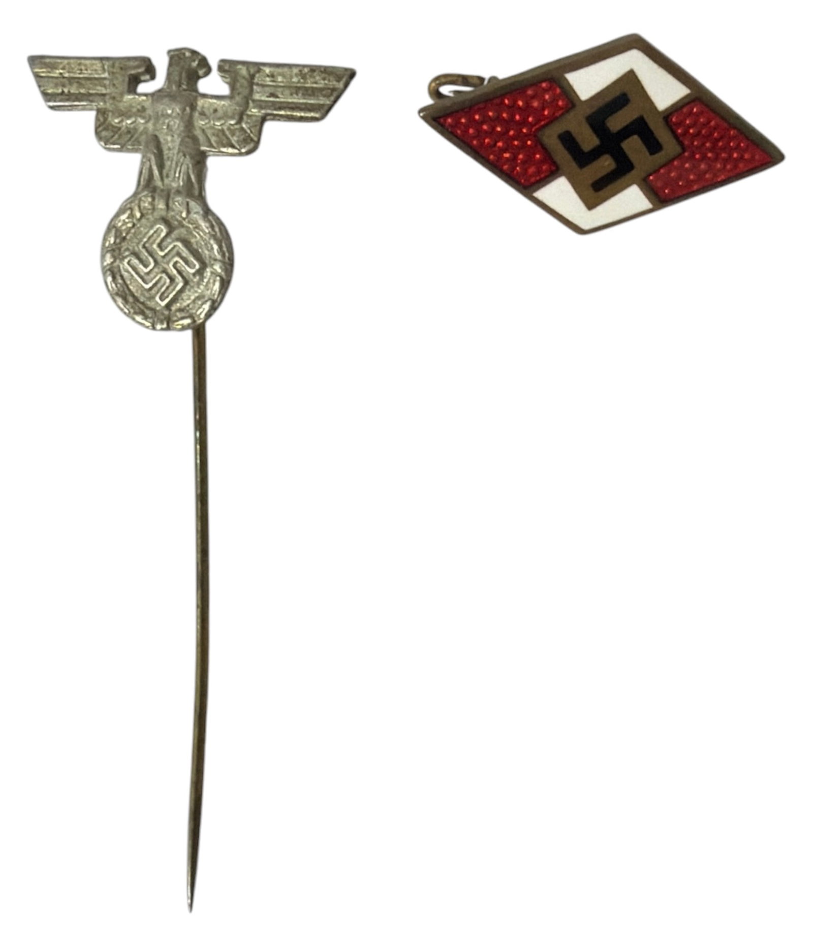 WWII Stick Pin and Diamond Shaped Pin: WWII Stick Pin and Diamond Shaped Pin