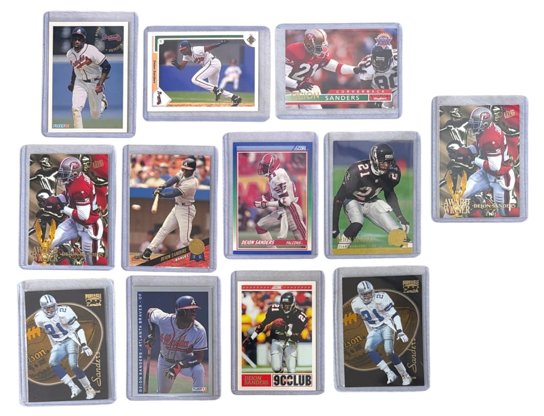 Deion Sanders Football Trading Card Collection: AUTHENTICATION HAS NOT BEEN PERFORMED TO GUARANTEE VERIFICATION | All purchases are made at the buyers discretion