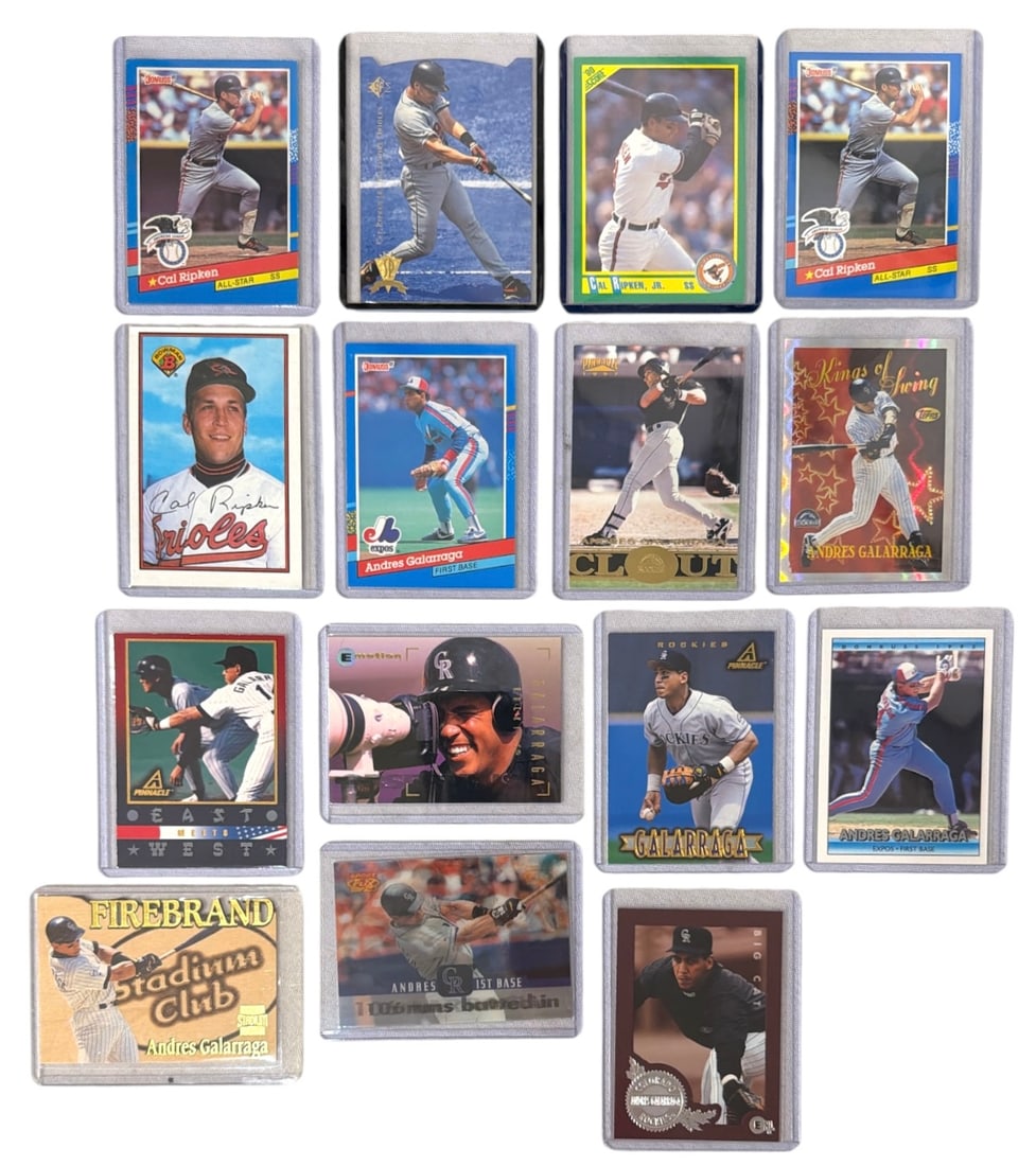 Cal Ripken and Andres Galarraga Baseball Trading Card Collection: AUTHENTICATION HAS NOT BEEN PERFORMED TO GUARANTEE VERIFICATION | All purchases are made at the buyers discretion