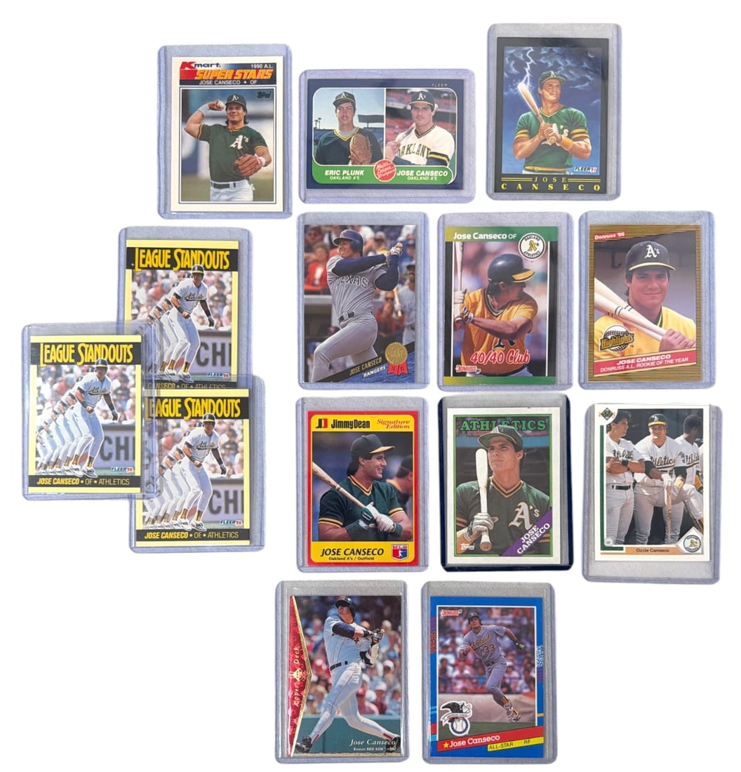 Jose Canseco Baseball Trading Card Collection: AUTHENTICATION HAS NOT BEEN PERFORMED TO GUARANTEE VERIFICATION | All purchases are made at the buyers discretion