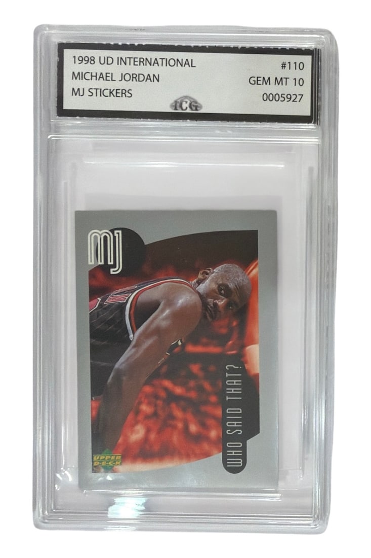 1998 Upper Deck International MJ Sticker Michael Jordan | No. 110 | Graded 10 (1 of 2)