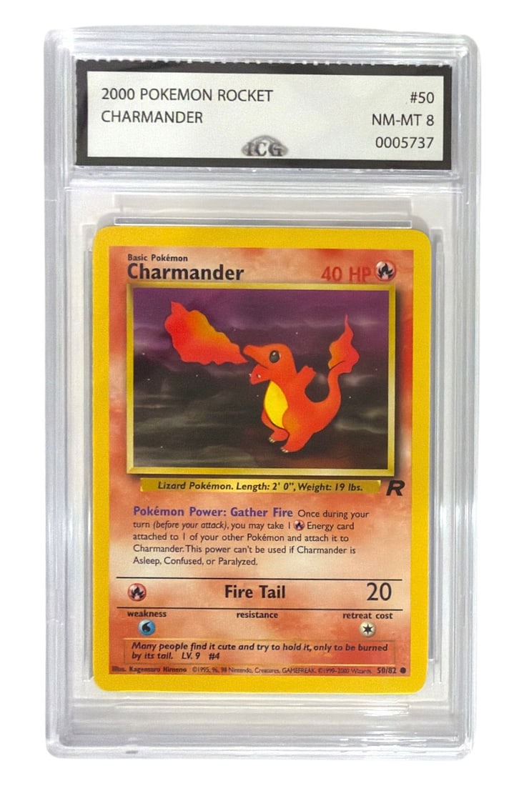 2000 Pokemon Team Rocket Charmander | No. 50 | Graded 8 (1 of 2)