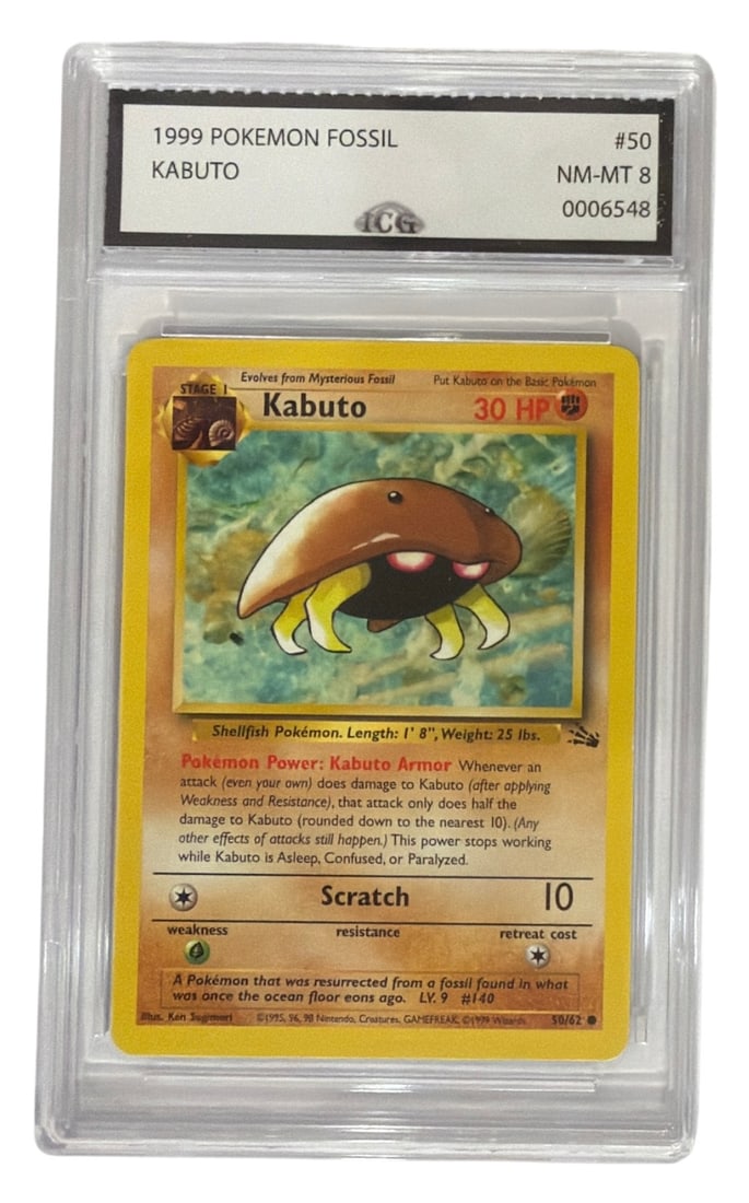 1999 Pokemon Fossil Set Kabuto | No. 50 | Graded 8: 1999 Pokemon Fossil Set Kabuto | No. 50 | Graded 8
