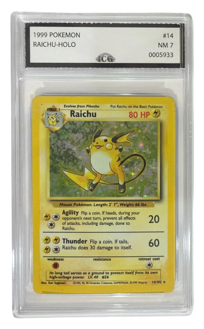 1999 Pokemon Raichu HOLO | No. 14 | Graded 7: 1999 Pokemon Raichu HOLO | No. 14 | Graded 7