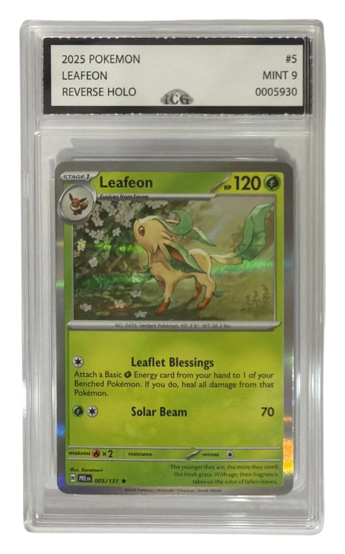 2025 Pokemon Leafeon Reverse HOLO | No. 5 | Graded 9 (1 of 2)