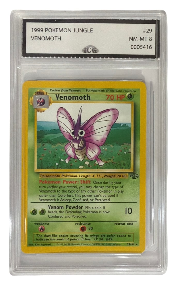 1999 Pokemon Jungle Set Venomoth | No. 29 | Graded 8: 1999 Pokemon Jungle Set Venomoth | No. 29 | Graded 8