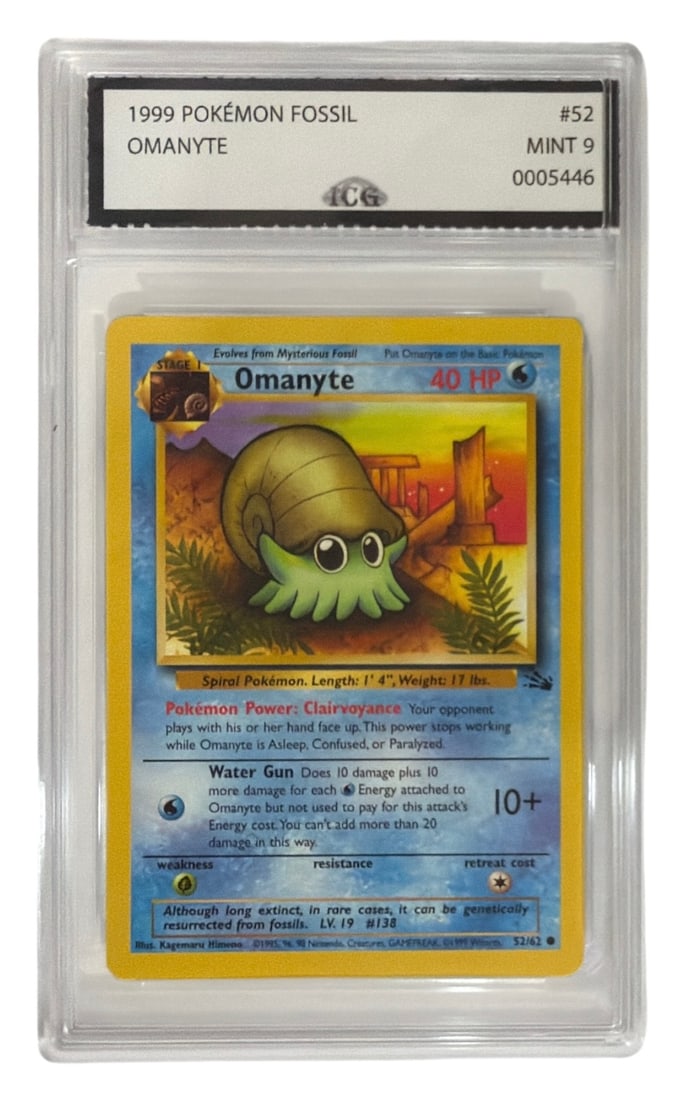 1999 Pokemon Fossil Set Omanyte | No. 52 | Graded 9: 1999 Pokemon Fossil Set Omanyte | No. 52 | Graded 9