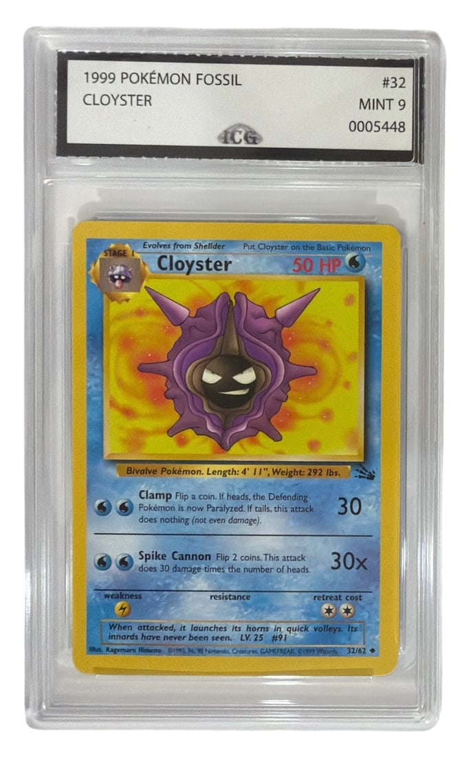 1999 Pokemon Fossil Set Cloyster | No. 32 | Graded 9