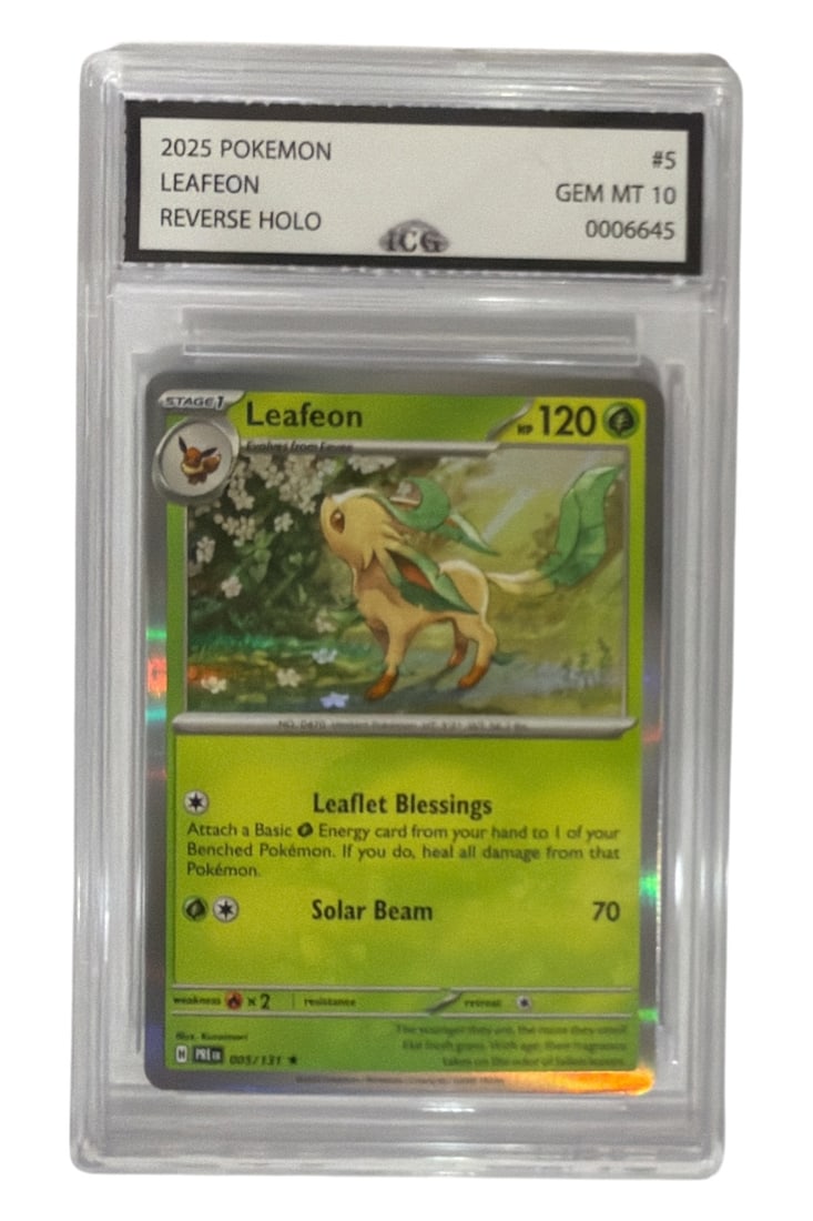 2025 Pokemon Leafeon Reverse HOLO | No. 5 | Graded 10