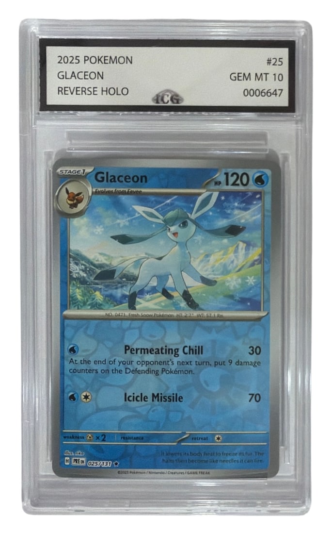 2025 Pokemon Glaceon Reverse HOLO | No. 25 | Graded 10