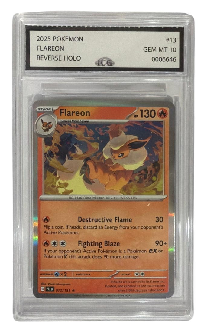 2025 Pokemon Flareon Reverse HOLO | No. 13 | Graded 10: 2025 Pokemon Flareon Reverse HOLO | No. 13 | Graded 10