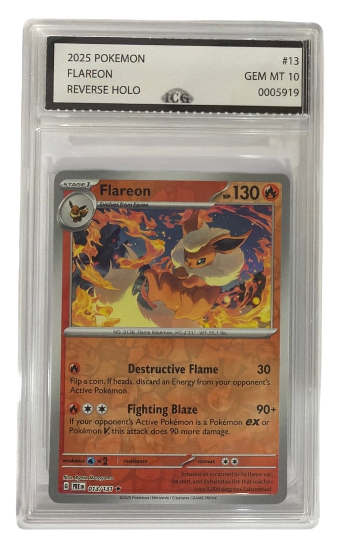 2025 Pokemon Flareon Reverse HOLO | No. 13 | Graded 10: 2025 Pokemon Flareon Reverse HOLO | No. 13 | Graded 10