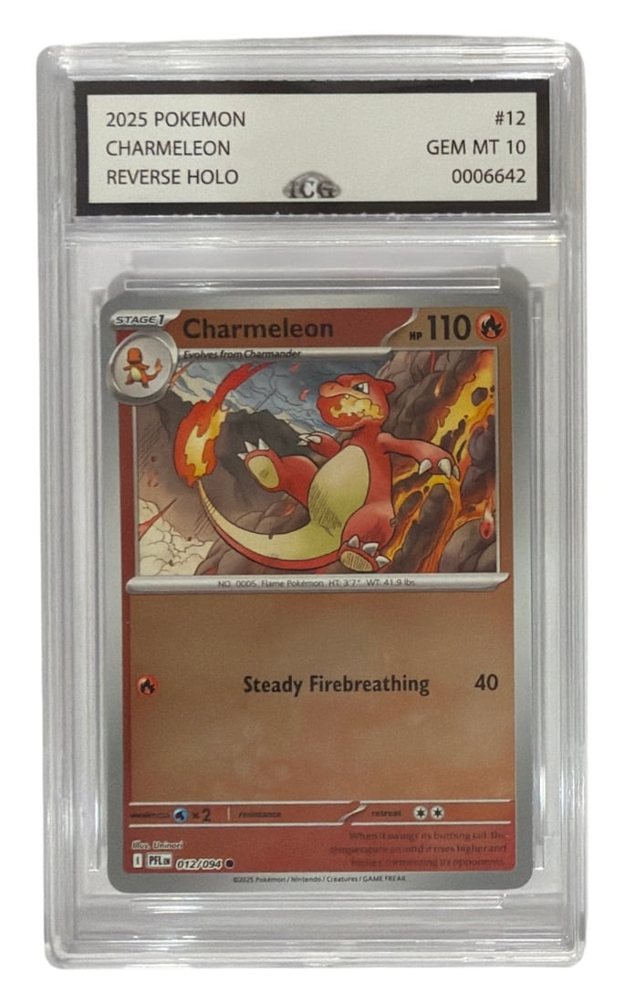 2025 Pokemon Charmeleon Reverse HOLO | No. 12 | Graded 10: 2025 Pokemon Charmeleon Reverse HOLO | No. 12 | Graded 10