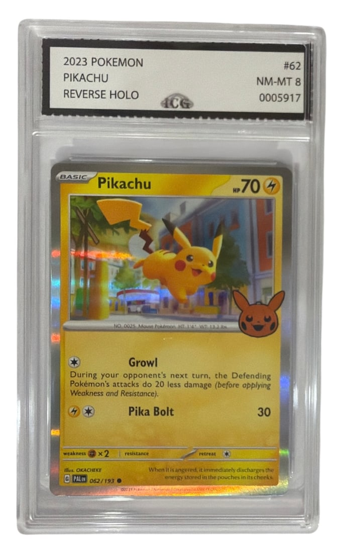 2023 Pokemon Pikachu Reverse HOLO | No. 62 | Graded 8