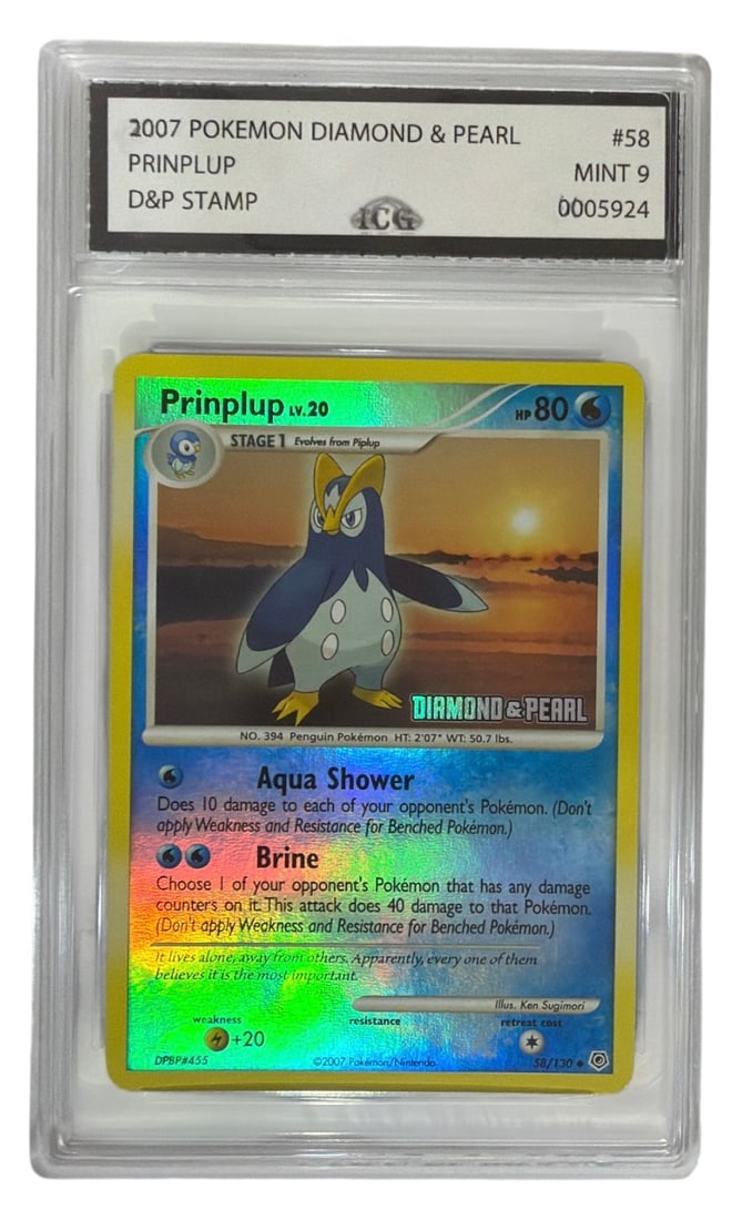 2007 Pokemon Diamond and Pearl Prinplup | No. 58 | Graded 9: 2007 Pokemon Diamond and Pearl Prinplup | No. 58 | Graded 9