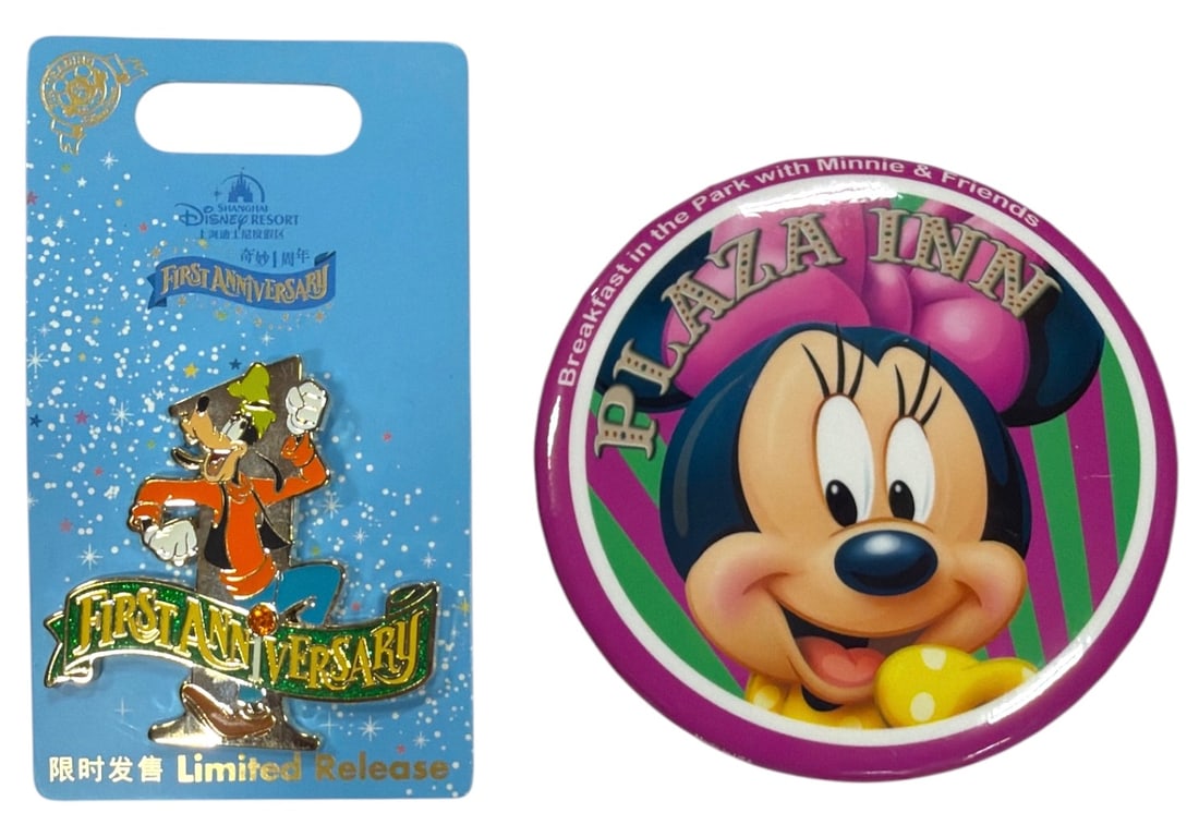 Disney Shanghai 1st Anniversary Pin and Minnie Mouse Button Collection (1 of 2)