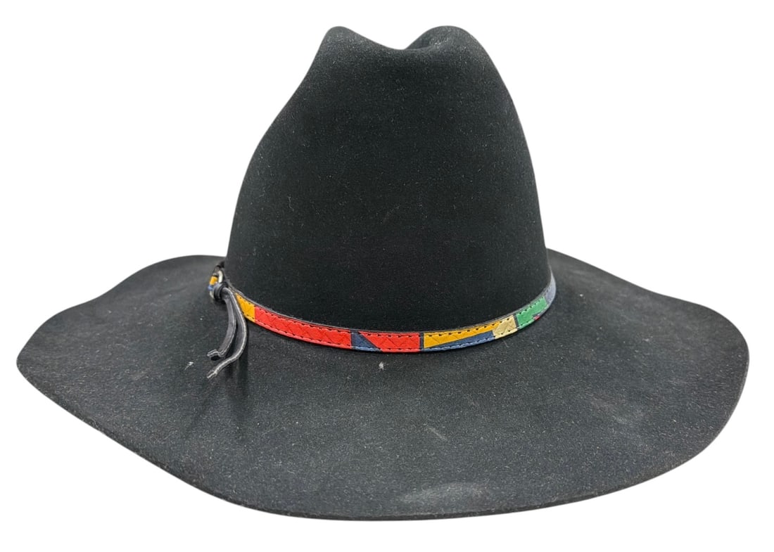 Black Resistol 4X Beaver Fur Felt Western Hat Featuring a leather Sweatband and Satin Lining (1 of 9)