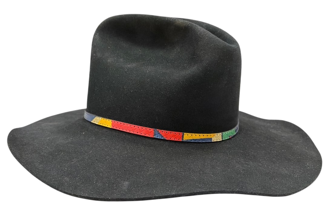 Black Resistol 4X Beaver Fur Felt Western Hat Featuring a leather Sweatband and Satin Lining - 2