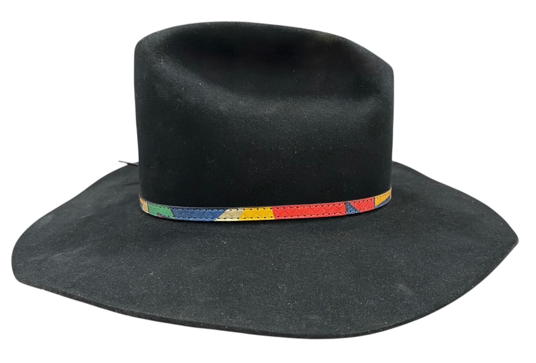 Black Resistol 4X Beaver Fur Felt Western Hat Featuring a leather Sweatband and Satin Lining - 3