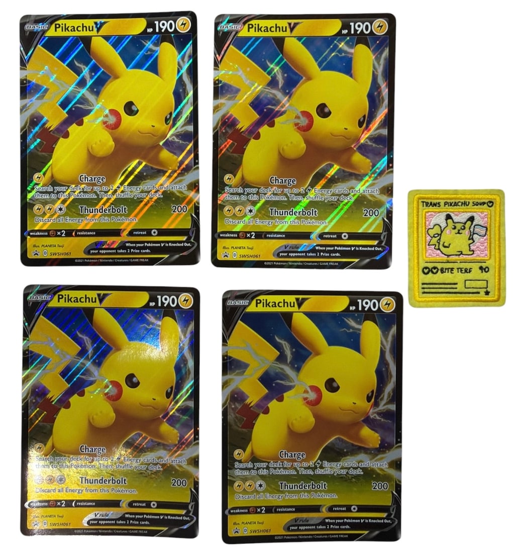 Jumbo Pokemon Trading Card and Patch Collection: AUTHENTICATION HAS NOT BEEN PERFORMED TO GUARANTEE VERIFICATION | All purchases are made at the buyers discretion