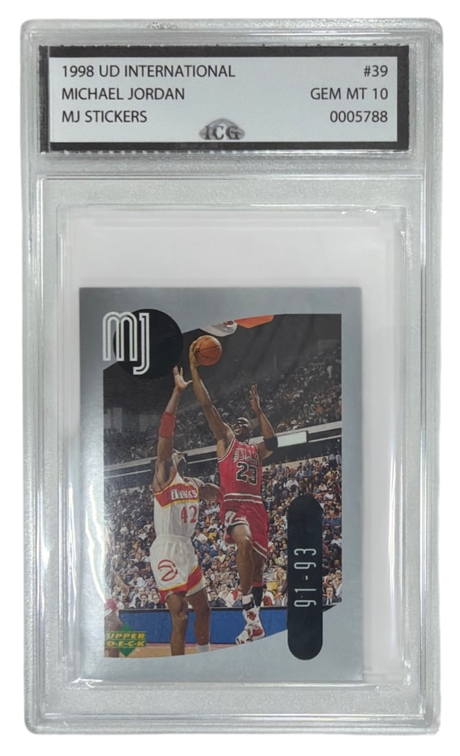 1998 Upper Deck International MJ Sticker Michael Jordan | No. 39 | Graded 10 (1 of 2)