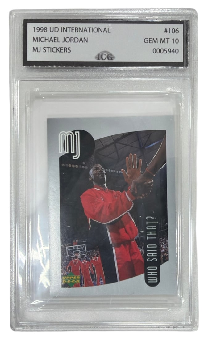 1998 Upper Deck International MJ Sticker Michael Jordan | No. 106 | Graded 10 (1 of 2)