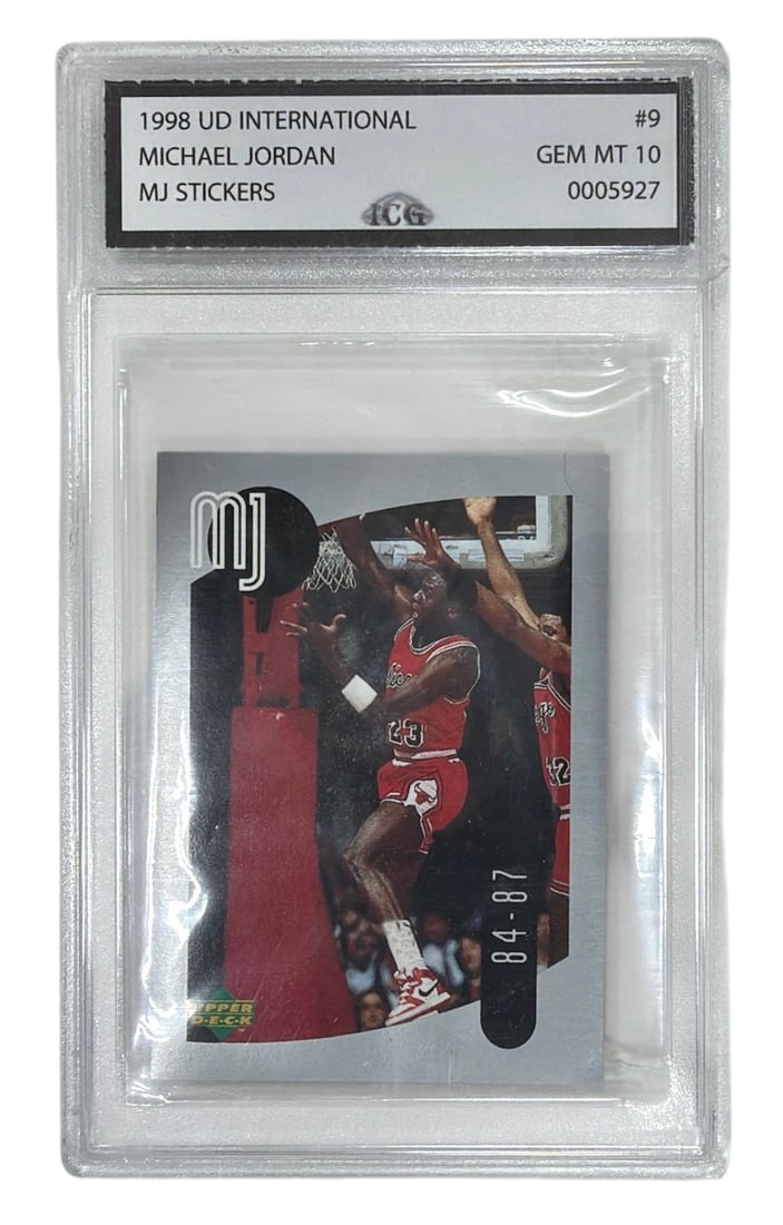 1998 Upper Deck International MJ Sticker Michael Jordan | No. 9 | Graded 10 (1 of 2)