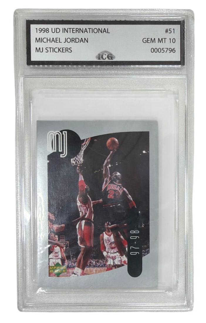 1998 Upper Deck International MJ Sticker Michael Jordan | No. 51 | Graded 10 (1 of 2)