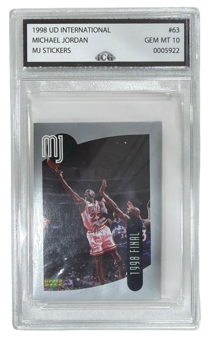 1998 Upper Deck International MJ Sticker Michael Jordan | No. 63 | Graded 10 (1 of 2)