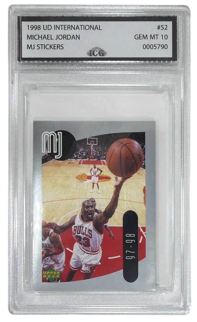 1998 Upper Deck International MJ Sticker Michael Jordan | No. 52 | Graded 10 (1 of 2)