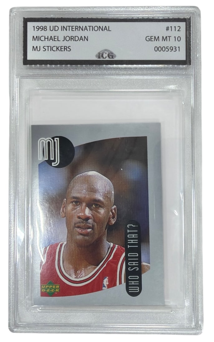 1998 Upper Deck International MJ Sticker Michael Jordan | No. 112 | Graded 10 (1 of 2)