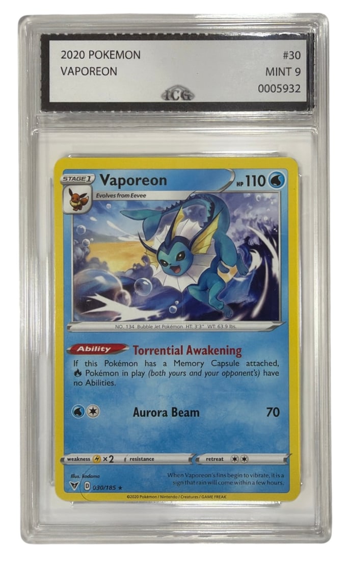 2020 Pokemon Vaporeon | No. 30 | Graded 9 (1 of 2)